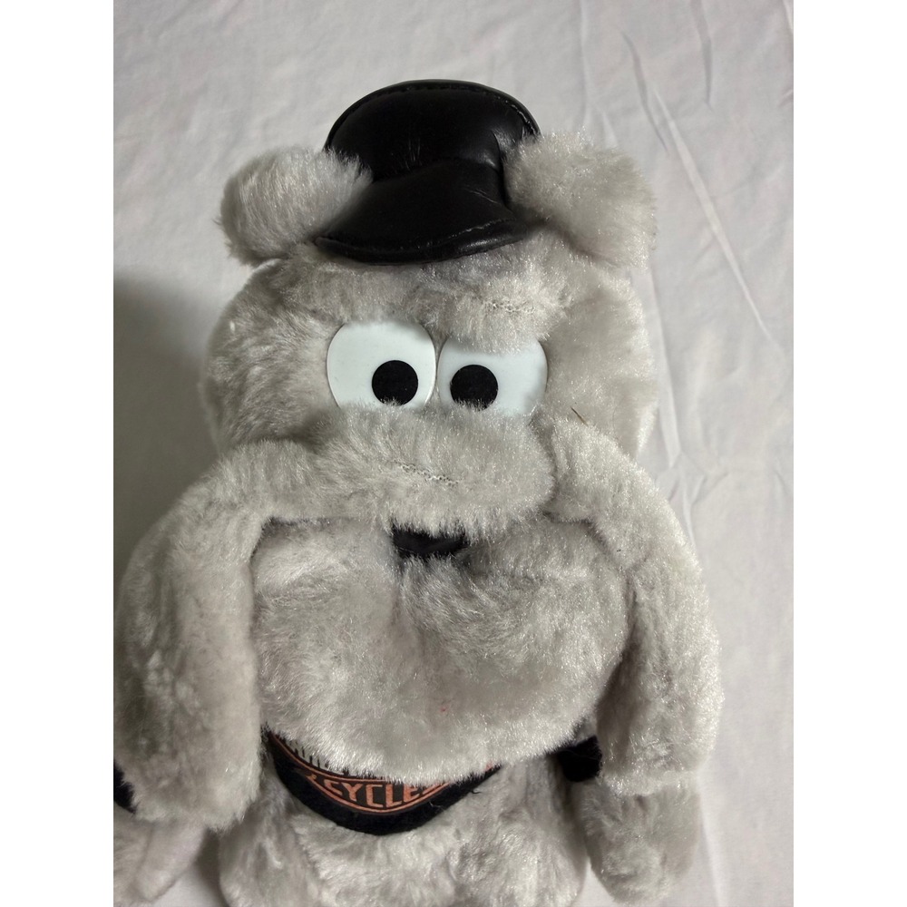 Vintage Harley Davidson Bulldog Plush Biker Dog Play-By-Play Grey 10 Inch - Picture 2 of 8